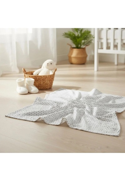 Elegancehome Babysoft %100 Pamuk Müslin Bebek Battaniyesi 110x110 Cm Beyaz