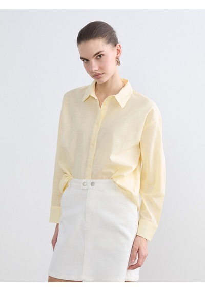 Lcw Vision Sarı Oversize Kadın Gömlek