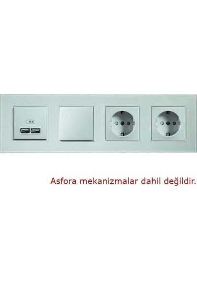 Arvehu Asfir Schneider Asfora Serisine Özel Dörtlü Beyaz Plexiglas Anahtar Priz Çerçevesi