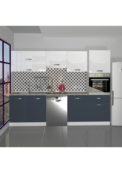 Decoraktiv Elite 280y Ankastre Boy Dolaplı Mdf Hazır Mutfak Dolabı - Tezgah Dahil - Antrasit - Beyaz Decoraktiv Elite 280y Ankastre Boy Dolaplı Mdf Hazır Mutfak Dolabı - Tezgah Dahil - Antrasit - Beyaz