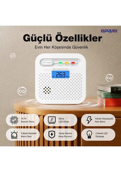 Opax Y100a-aa-w Wifi Karbonmonoksit Dedektörü Ve Co Alarmı