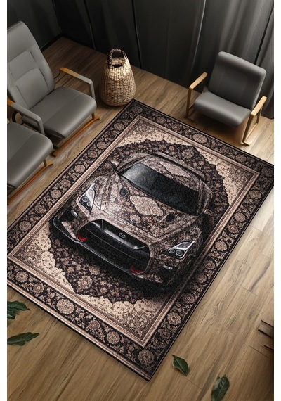 Nissan Gt-r Araba Desenli Halı Dijital Baskı Yıkanabilir Kaymaz Taban Leke Tutmaz Çok Renkli6