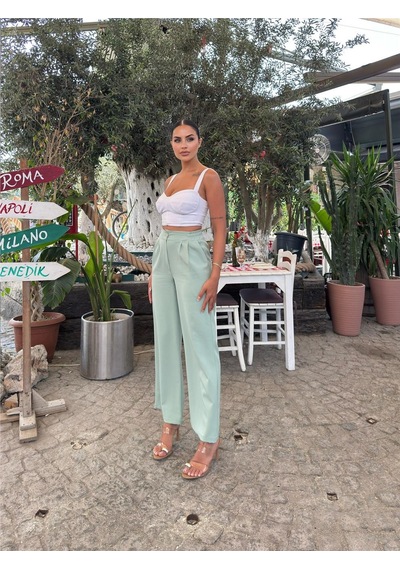 WeShaya Mint Likralı Palazzo Pantolon Mint