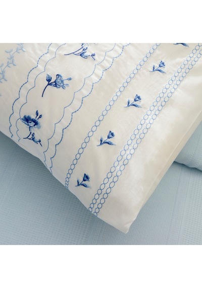 Karaca Home Blossy %100 Pamuk Nish Set Çift Kişilik Pike Takımı Mavi