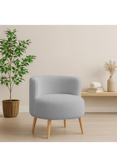 Azra Mobilya Gri Sydney Teddy Welsoft Kumaş Modern Berjer Demonte Ahşap Ayaklı, Konforlu Oturma Alanı Gri