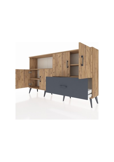 Arges Konsol 4 Raflı Tek Çekmeceli 4 Kapaklı 176x30x99 Çam-çam/an Çam-çam/antrasit Arges Konsol 4 Raflı Tek Çekmeceli 4 Kapaklı 176x30x99 Çam-çam/an Çam-çam/antrasit