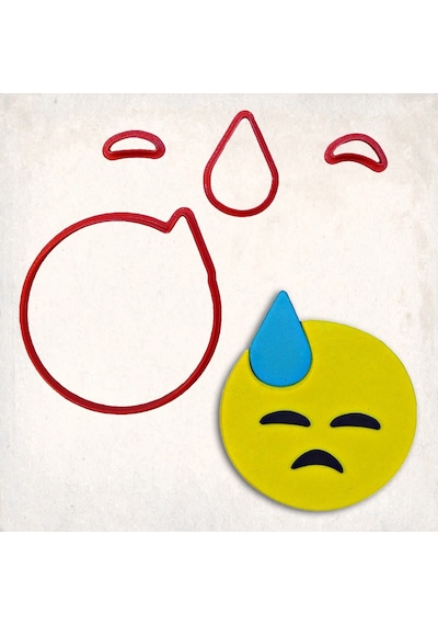 Emoji Terleme Detay Kurabiye Kalıp Seti 4 Lü KIrmızı