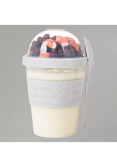 Renkli Take And Go Kaşıklı Hazneli Meyveli Yoğurt Kabı Piknik Iş Atıştırmalık Diyet Müsli Granola Süt Bardağı Turkuaz