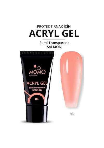 Momo Professional Protez Tırnak İçin Poly Gel Poli Jel Acryl Gel No.06 Yarı Şeffaf Somon 30 Gr