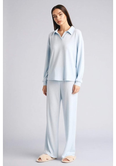 Defacto Pijama Takımı Uzun Kollu Üst Alt G1188ax26spbe772 Mavi-be772