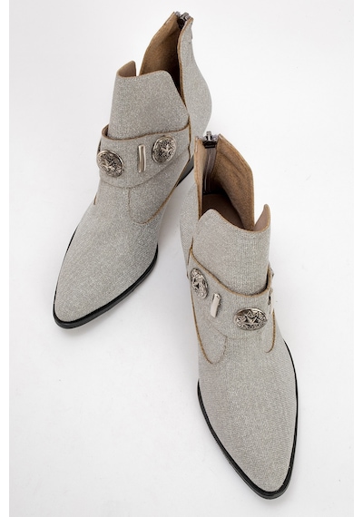 Luvishoes Luvi Shoes Kenda Gümüş Simli Arkadan Fermuarlı Tokalı Kadın Kalın Topuklu Bot Gümüş Luvishoes Luvi Shoes Kenda Gümüş Simli Arkadan Fermuarlı Tokalı Kadın Kalın Topuklu Bot Gümüş