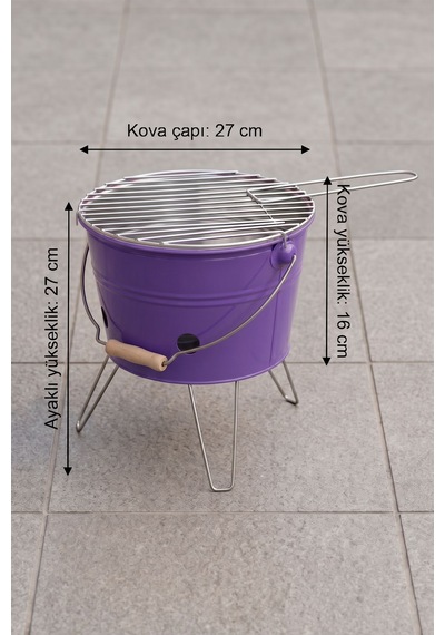 Küçük Katlanabilir Metal Piknik Izgara Mangal Barbekü Mor