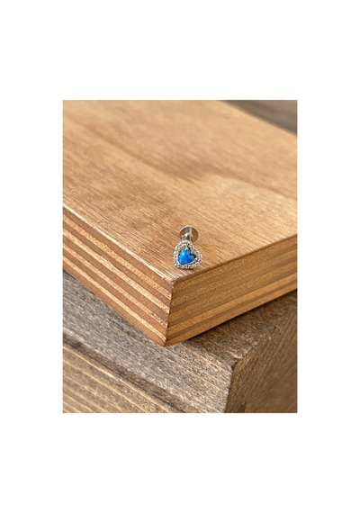 925 Ayar Gümüş Opal Taşlı Dudak Kıkırdak Helix Tragus Piercingi Gümüş Piercing G