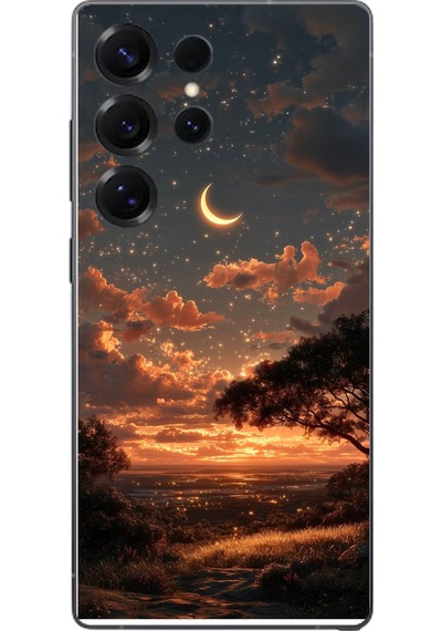 Samsung Galaxy S25 Ultra Uyumlu Ay Gecesi Baskılı Silikon Kılıf Renkli