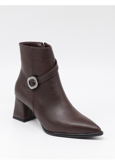Nesilshoes Nesil Shoes Delux 815 Kahve Topuklu Kadın Kışlık Bot