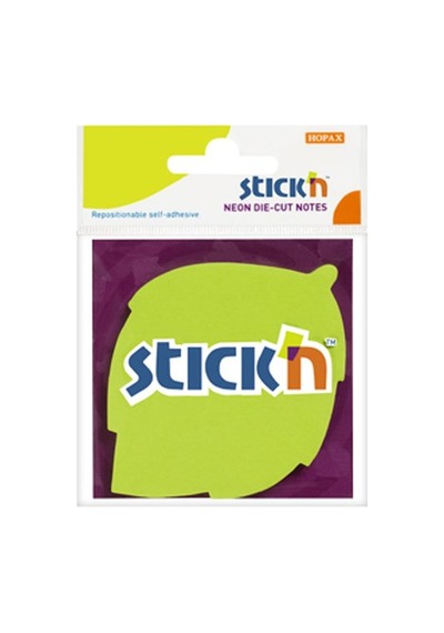 Stick'n 21180 Yapışkanlı Yaprak Not Kağıdı 70x70 50 Yaprak Yeşil