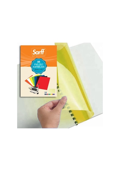 Sarff A4 Şeffaf Sarı Pvc Cilt Kapakları - 100adet