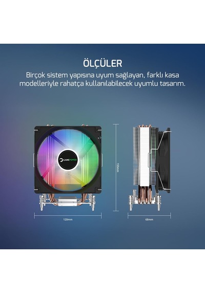 Glace Tc4 Argb Siyah 1x120mm Lga1851/am5 İşlemci Hava Soğutucu Diğer