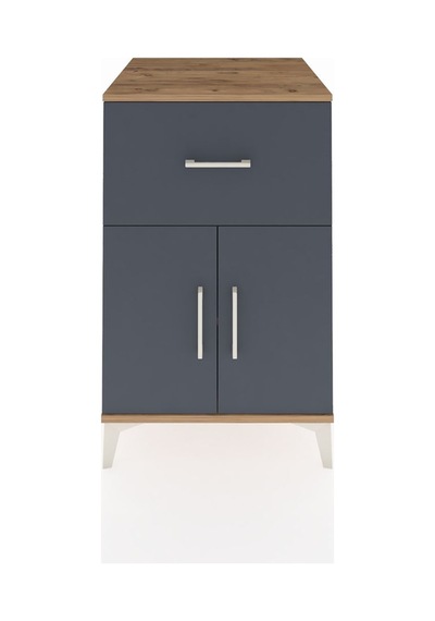 Kronos Komodin Tek Raflı Tek Çekmeceli 2 Kapaklı 60x59x96 Çam-antrasit Atlas Çam