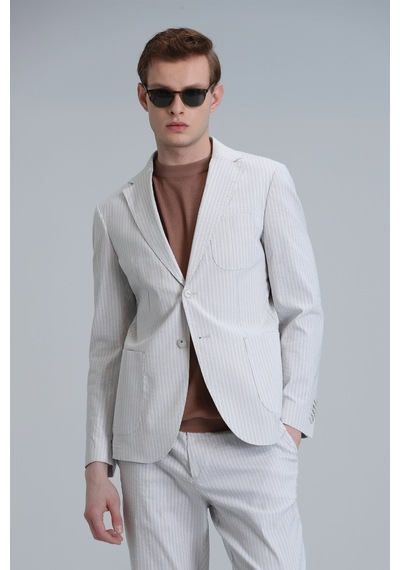 Lufian Cosby Spor Erkek Blazer Ceket Slim Fit Bej Bej 111140161100550 111140161100550 Bej
