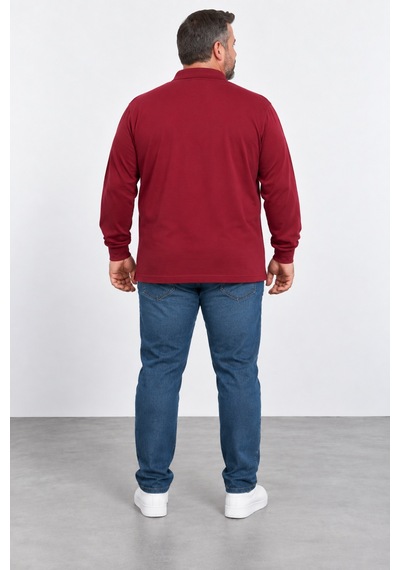 Bihan Store Erkek Battal Boy Petekli Uzun Kol Sweat 26k-116-bordo