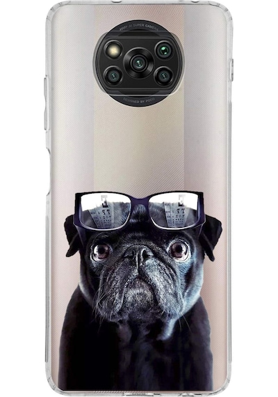 Xiaomi Poco X3 İle Uyumlu 1mm Slim Fit Köpek 3 050f Baskılı Şeffaf Kılıf Şeffaf