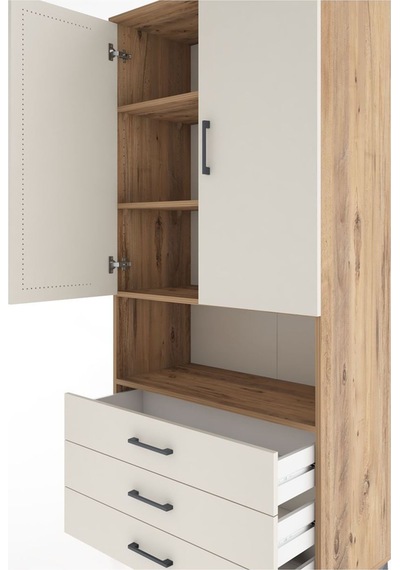 Hyperion Dolap 4 Raflı 3 Çekmeceli 2 Kapaklı 88x44x195 Çam-aytaşı Atlas Çam