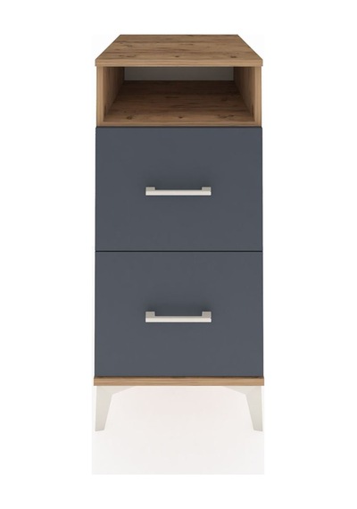 Kronos Komodin Tek Raflı 2 Çekmeceli 44x59x96 Çam-antrasit Çam