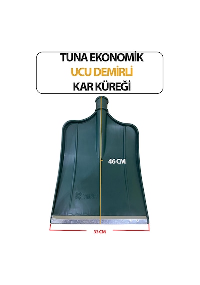 Kürek Ucu Demirli Plastik Kar Küreği, Ekonomik Sapsız Yeşil Renk