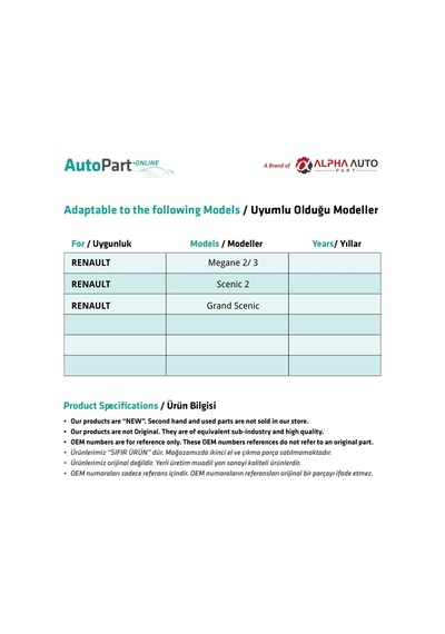 Megane 2 Megane 3 Scenic 2 İçin Sunroof Bademi Tıkırtı  - Bora