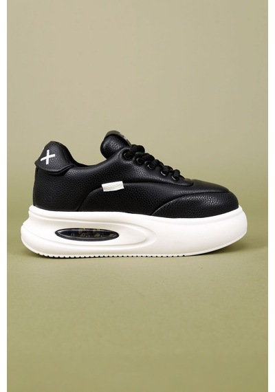 Markasende Erg Kadın Siyah Beyaz Air Kalın Tabanlı Sneaker Rahat Spor Ayakkabı Deri Görünümlü Siyah Markasende Erg Kadın Siyah Beyaz Air Kalın Tabanlı Sneaker Rahat Spor Ayakkabı Deri Görünümlü Siyah