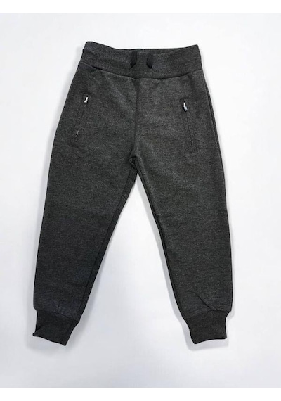 Zekids Çocuk Pamuklu Beli Paçası Lastikli Eşofman Alt-15054 Füme
