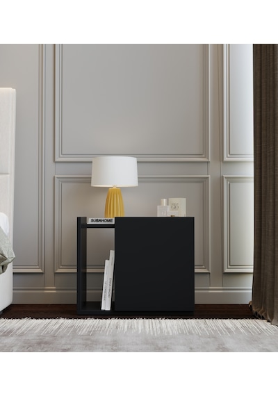 50 Cm Mdf Modern Siyah Komodin Çok Amaçlı Dolap Yan Sehpa