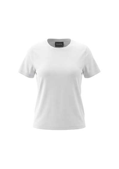 Goffra Kadın Vision Bisiklet Yaka Premium Kalite Yoğun Dokulu Pamuklu T-shirt Beyaz W101-r0220-01