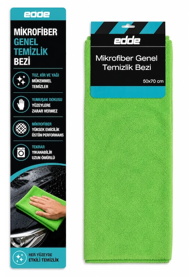Edde Araba Araç Oto Mikrofiber Genel Temizlik Bezi 50 70 Cm Oto Detailing
