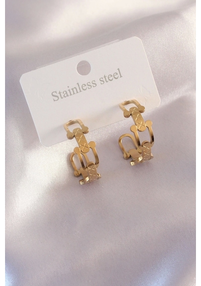 Çelik Gold Renk Tifanny Zincir Model Kadın Küpe Çok Renkli