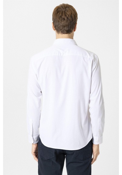 Süvari Beyaz Slim Fit Düz Klasik Yaka Gömlek-34081 Beyaz