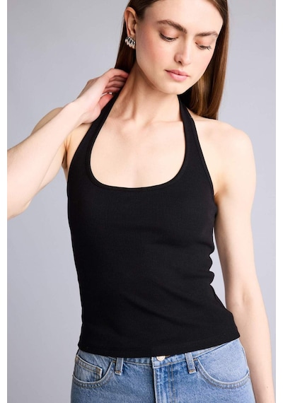 Defacto Fıtted Halter Yaka Fitilli Kaşkorse Atlet H8088ax26smbk81 Siyah-bk81