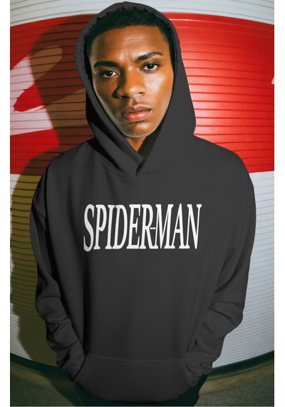 Sevbano Spider-man Örümcek Adam Süper Kahraman Film Sırt Baskılı Unisex O Siyah