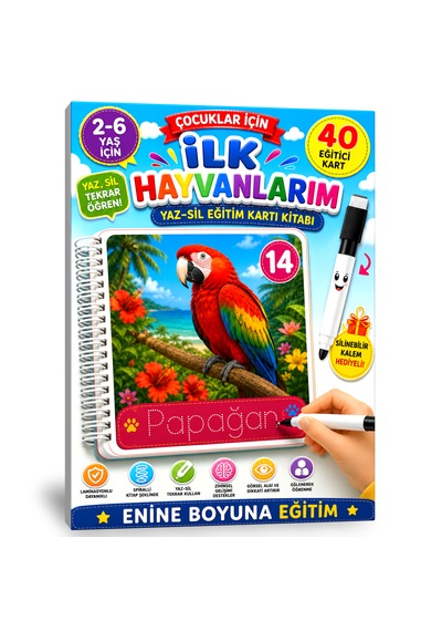 Çocuklar İçin İlk Hayvanlarım Kartlar Kitabı