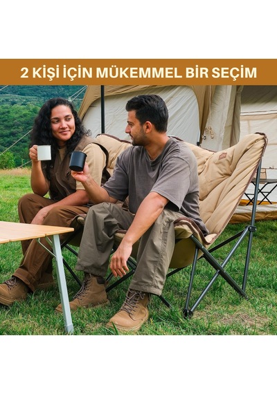 Kingcamp Lemon Lux Double Ultra Konforlu Çift Kişilik Kamp Sandalyesi Khaki Haki