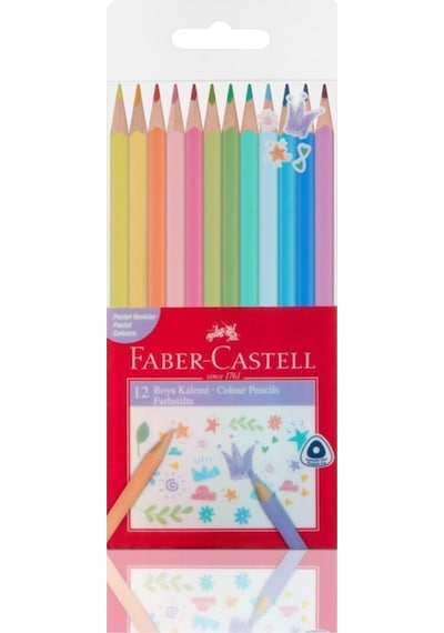 Pastel Renkler Üçgen Kuru Boya 12 Li Renkli