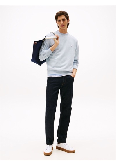 Tommy Hilfiger Essentıal Terry Crewneck Erkek Mavi Sweatshirt - Mw0mw37237
