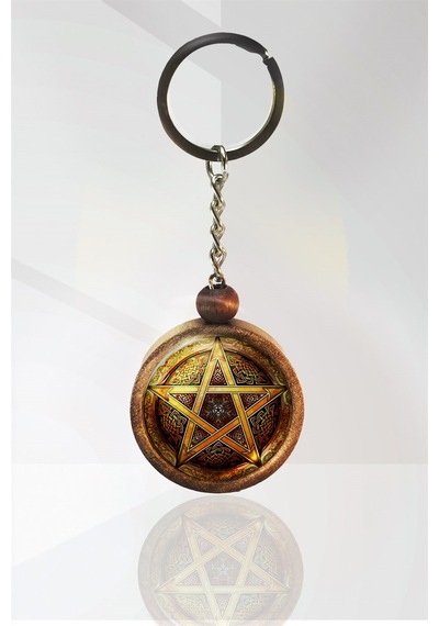 Pentagram Yıldızı Ahşap Anahtarlık Tek Ebat N11.16849