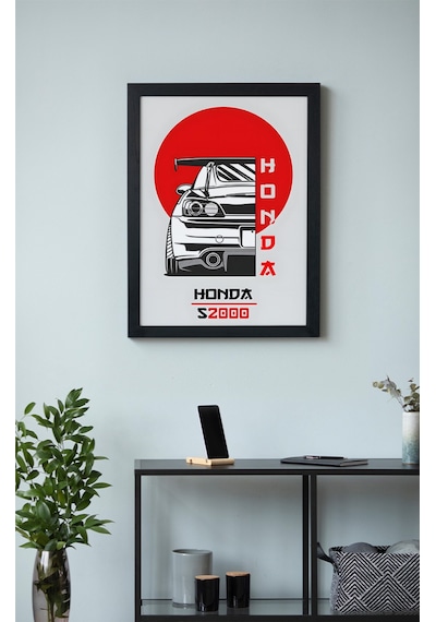 Honda S2000 Ahşap Çerçeveli Poster Tablo Vtec Spor Efsanesi