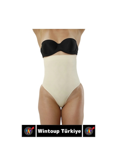Özel Üretim İz İç Göstermez Kaymaz Sıkılaştırıcı Toparlayıcı Yüksek Bel String Korse Bej