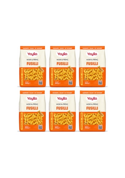 Yayla Glutensiz Vegan Fusilli Makarna 400 Gr X 6 Lı Avantaj Paketi Mısır & Pirinç