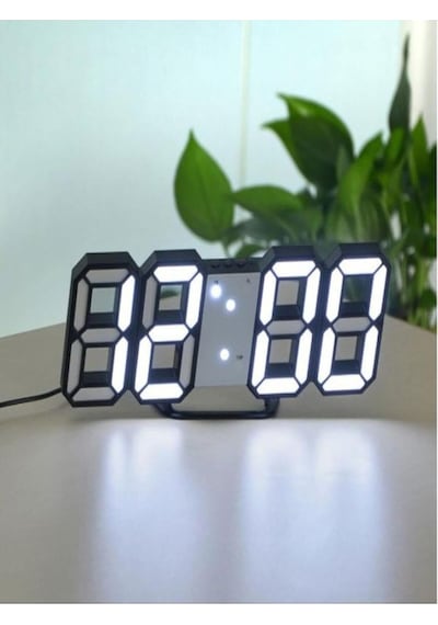 Tr 3d Dijital Masa Saati, Alarmlı, Led Işıklı, Beyaz Diğer