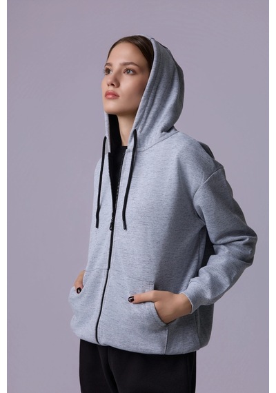 Defys Kadın Kapüşonlu Fermuarlı Oversıze Sweatshırt Kırçıllı Gri Melanj - 527346818 Kırçıllı Gri Melanj Defys Kadın Kapüşonlu Fermuarlı Oversıze Sweatshırt Kırçıllı Gri Melanj - 527346818 Kırçıllı Gri Melanj