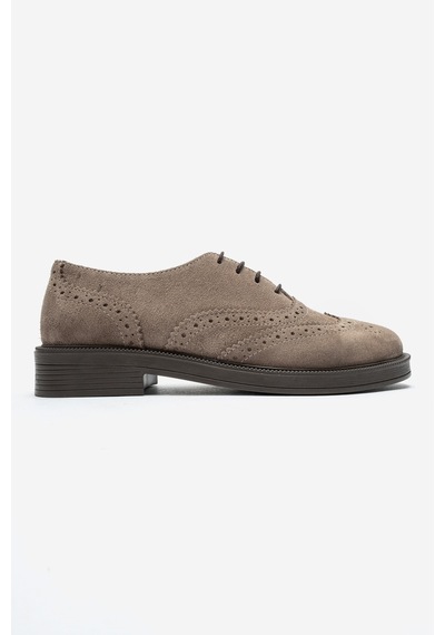 Luvi Shoes Avra Vizon Süet Hakiki Deri Kadın Oxford Ayakkabı